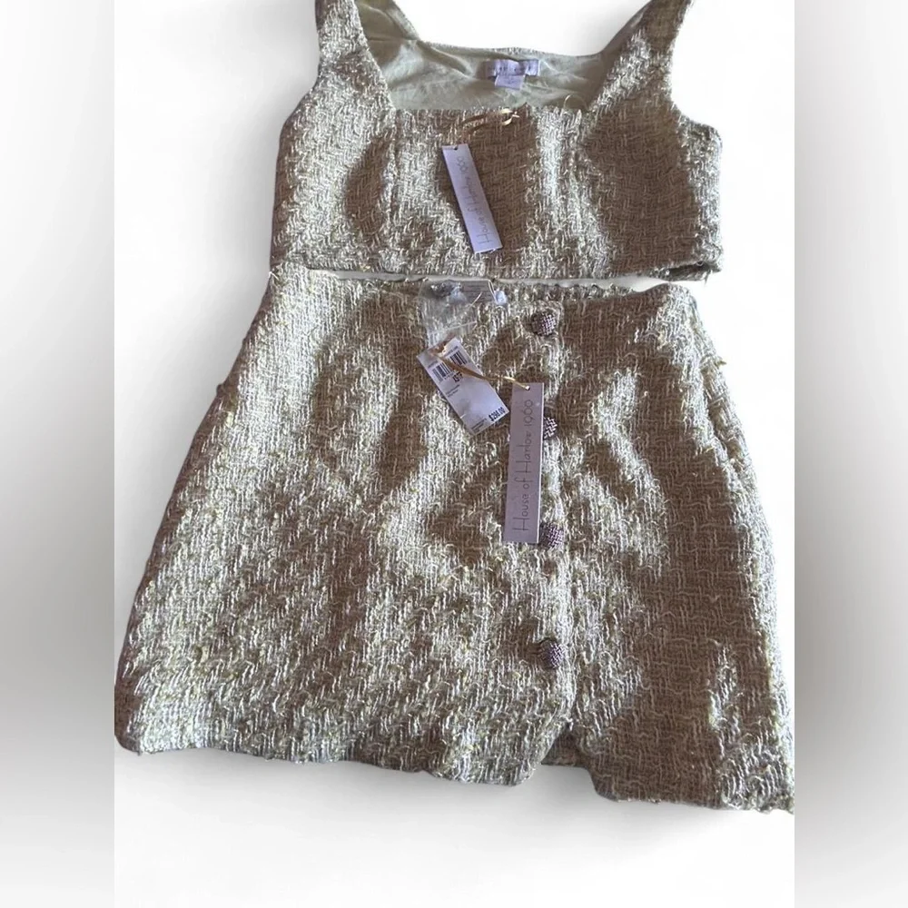 House of Harlow 1960 Cream Tweed Skirt Set - Picture 3 of 6